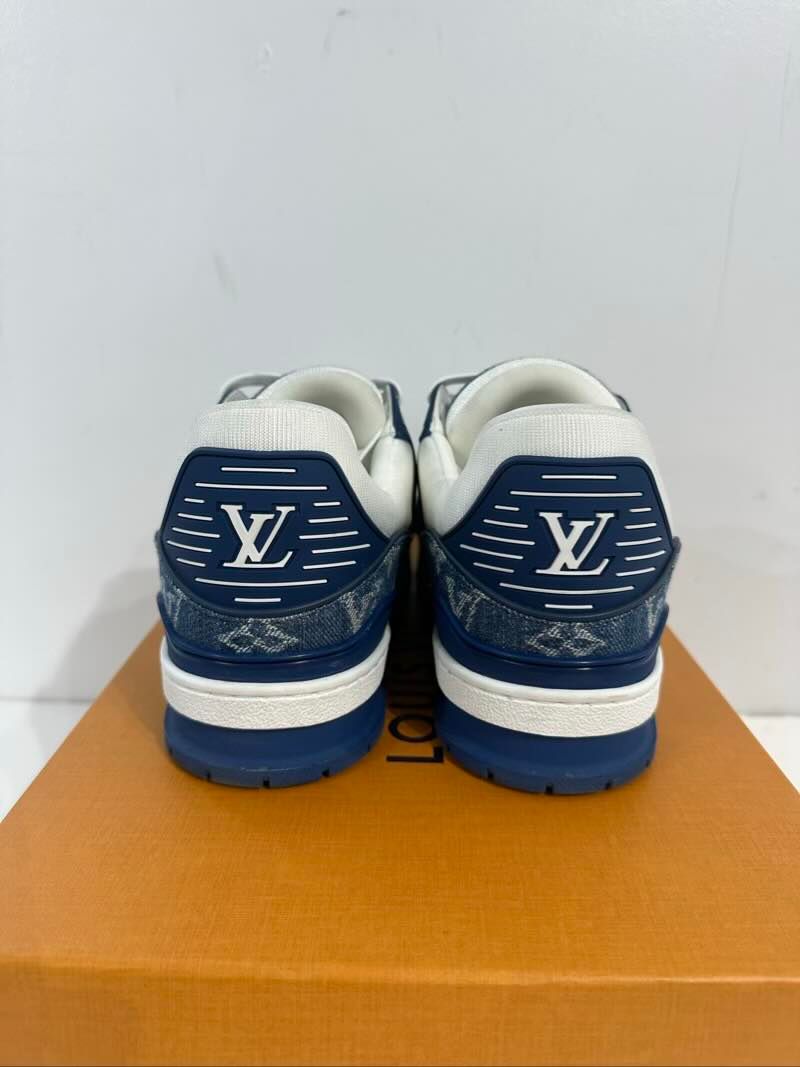 Louis Vuitton LV Trainer Monogram Denim White Blue - Lightly Pre-Owned Size 9