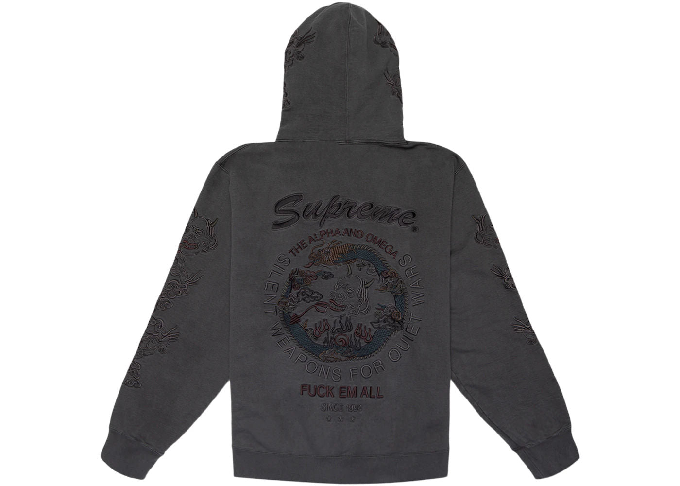 Supreme Dragon Overdyed Hooded Sweatshirt Black