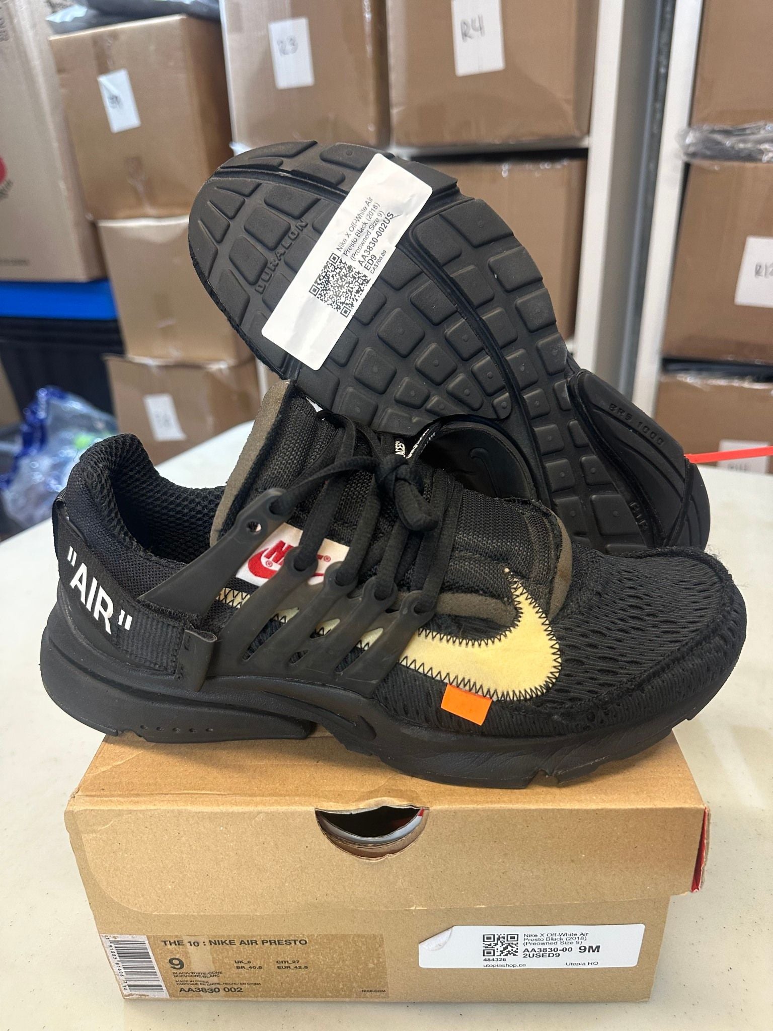 Nike X Off-White Air Presto Black (2018) - Pre-Owned Size 9