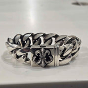 Chrome Hearts XL Diamond Fleur Cuban Link Bracelet (8 Inches) - Lightly Used