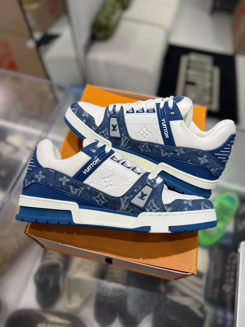 Louis Vuitton LV Trainer Monogram Denim White Blue - Worn Once LV 8.5/10M