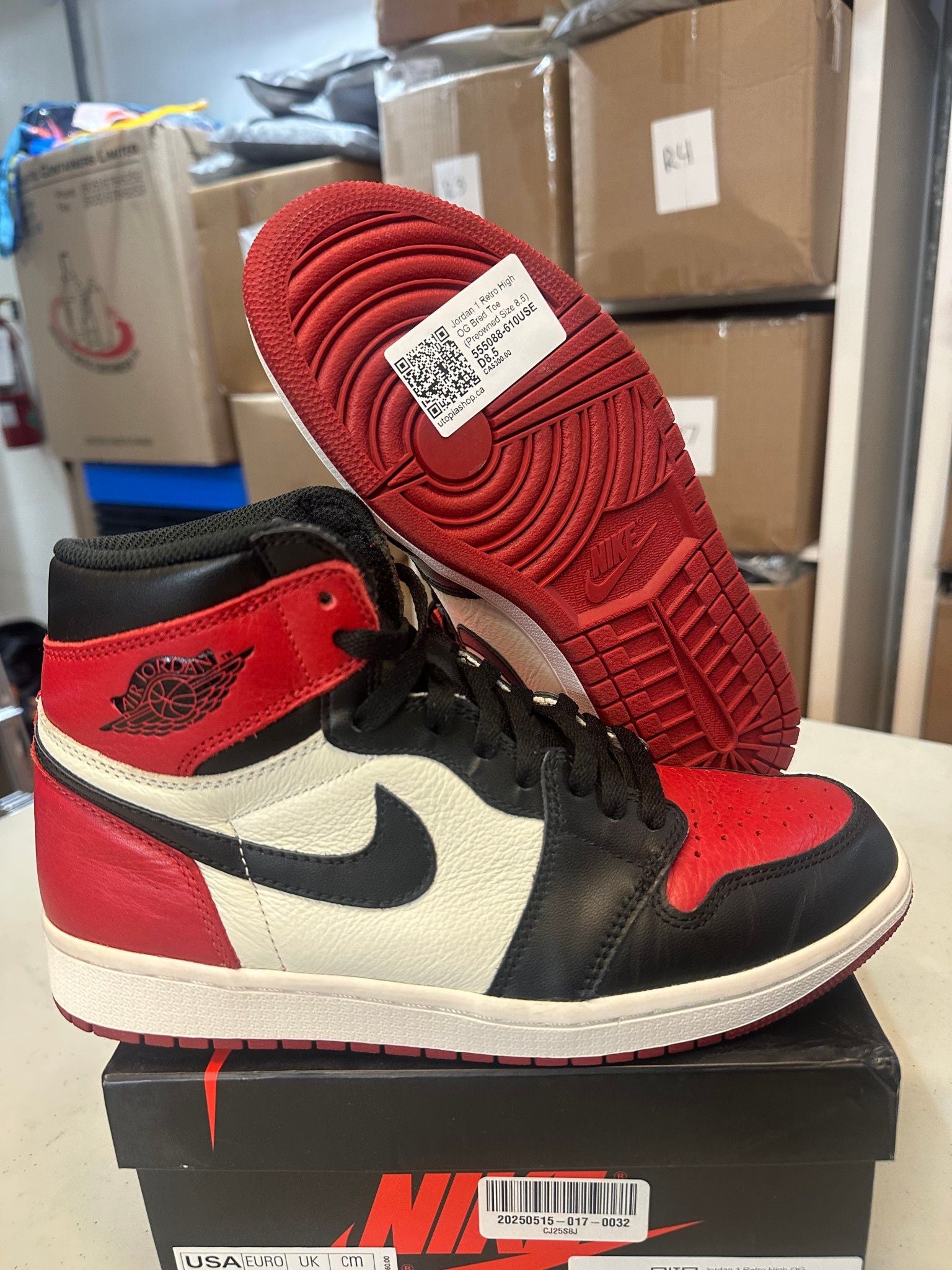 Jordan 1 Retro High OG Bred Toe - Pre-Owned Size 8.5