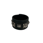 Chrome Hearts Studded Maltese Cross Leather Cuff Bracelet - Lightly Pre-Owned