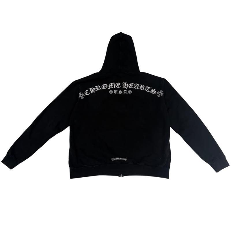 Chrome Hearts T-Bar Logo Shoulder Logo Zip-Up Hoodie Black - Pre-Owned Size M