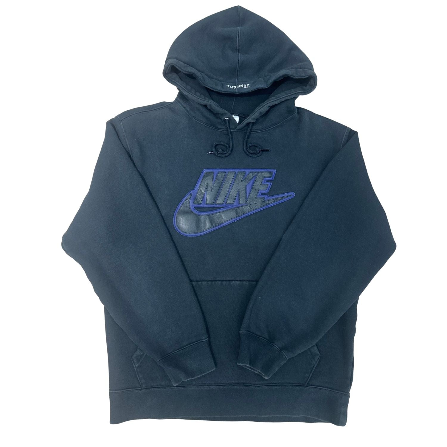 Supreme Nike Leather Applique Hooded Sweatshirt Black - Pre-Owned Size M