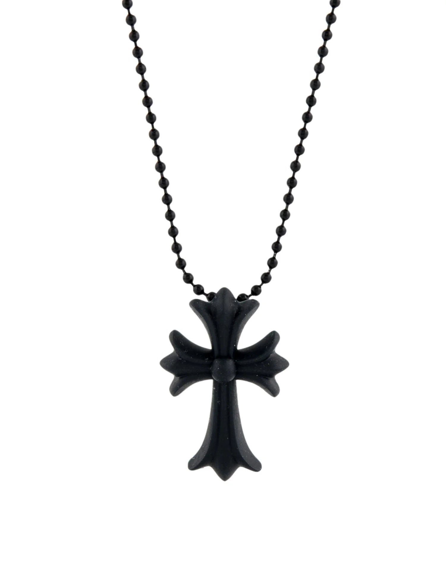 Chrome Hearts Silichrome Cross Necklace Black