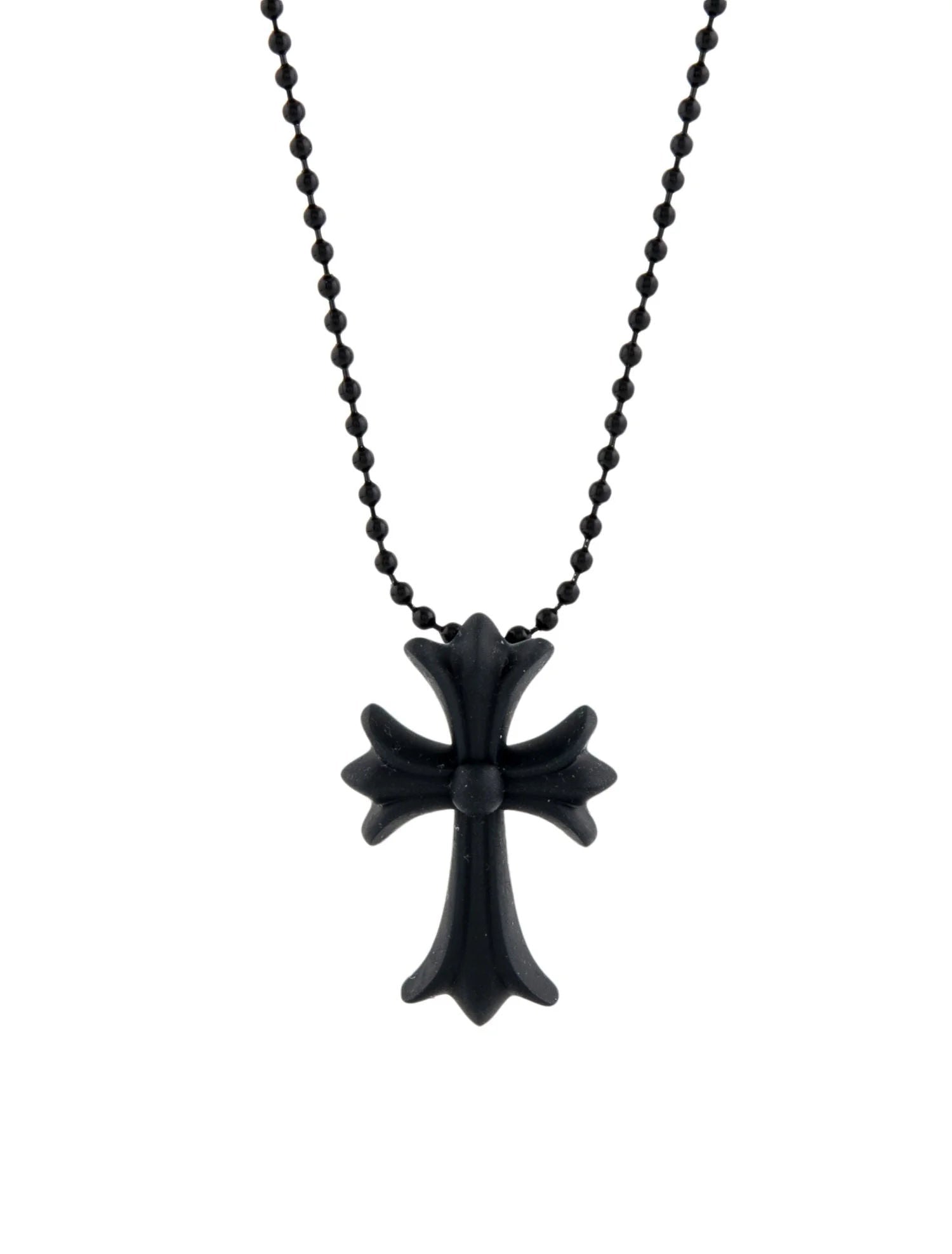 Chrome Hearts Silichrome Cross Necklace Black