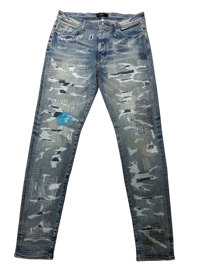Amiri All Over Repair Jeans Clay Indigo