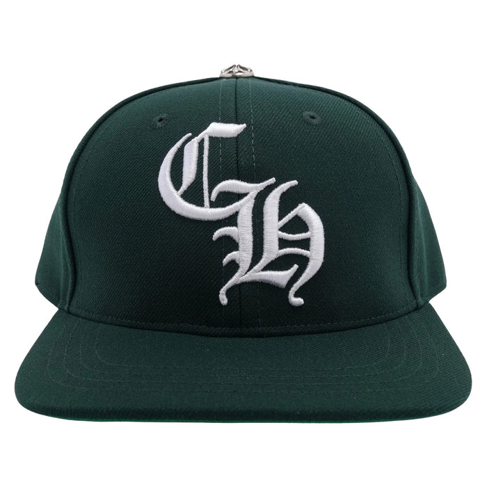 Chrome Hearts Embroidered CH Logo Baseball Hat Forest Green