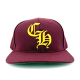 Chrome Hearts Embroidered CH Logo Baseball Hat Burgundy Gold