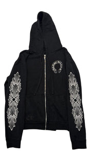 Chrome Hearts Floral Horseshoe Logo Zip-Up Hoodie Black - Pre-Owned Size L