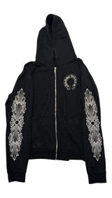 Chrome Hearts Floral Horseshoe Logo Zip-Up Hoodie Black - Pre-Owned Size L