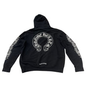 Chrome Hearts Horseshoe Floral Pullover Hoodie Black (Preowned Size L) - Pre-Owned