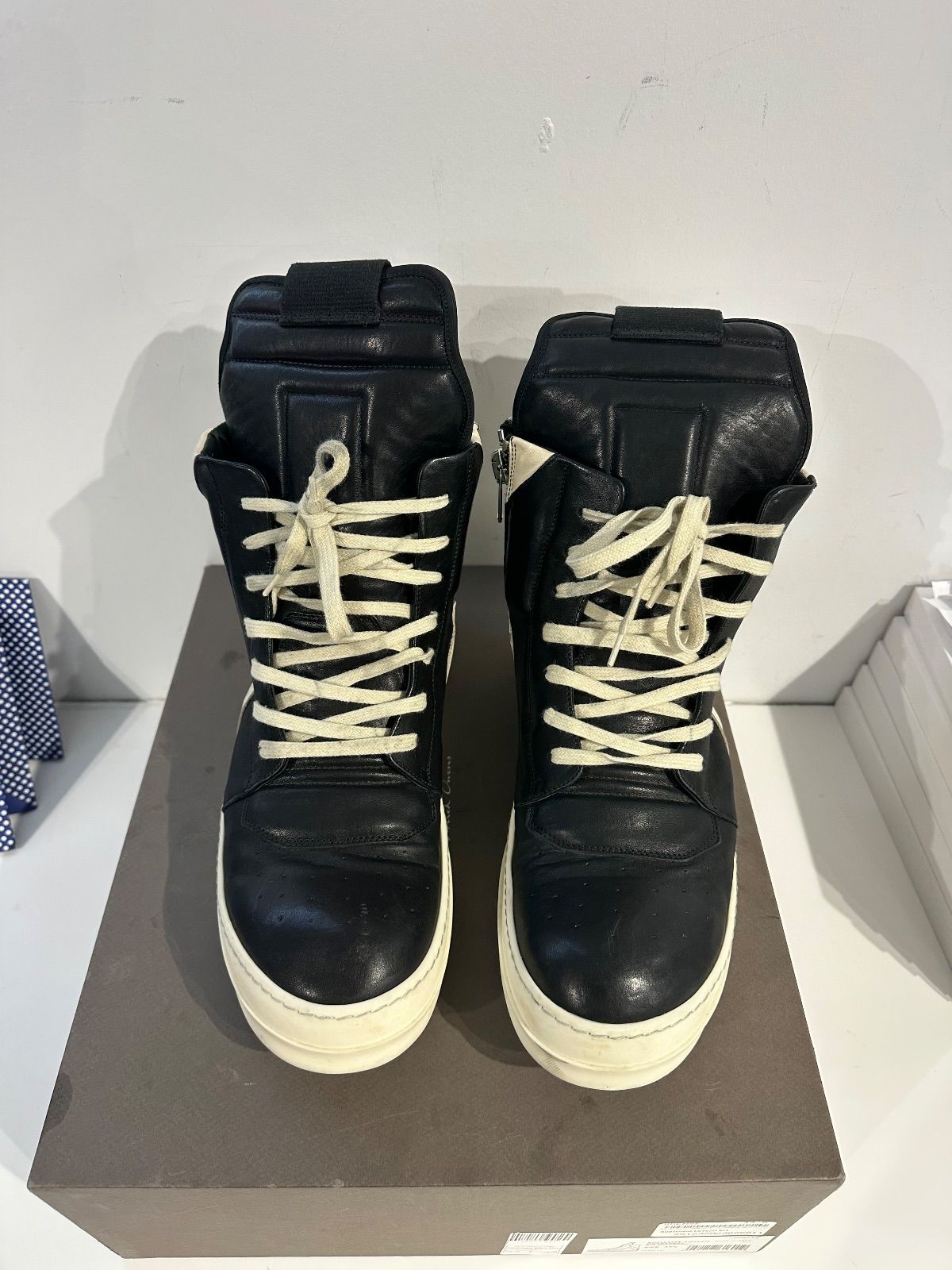 Rick Owens Lido Geobasket Black Milk - Pre-Owned Size 12
