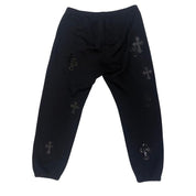 Chrome Hearts Pony/Patent/Leather Cross Patch Sweatpants Black - Lightly Pre-Owned Size L
