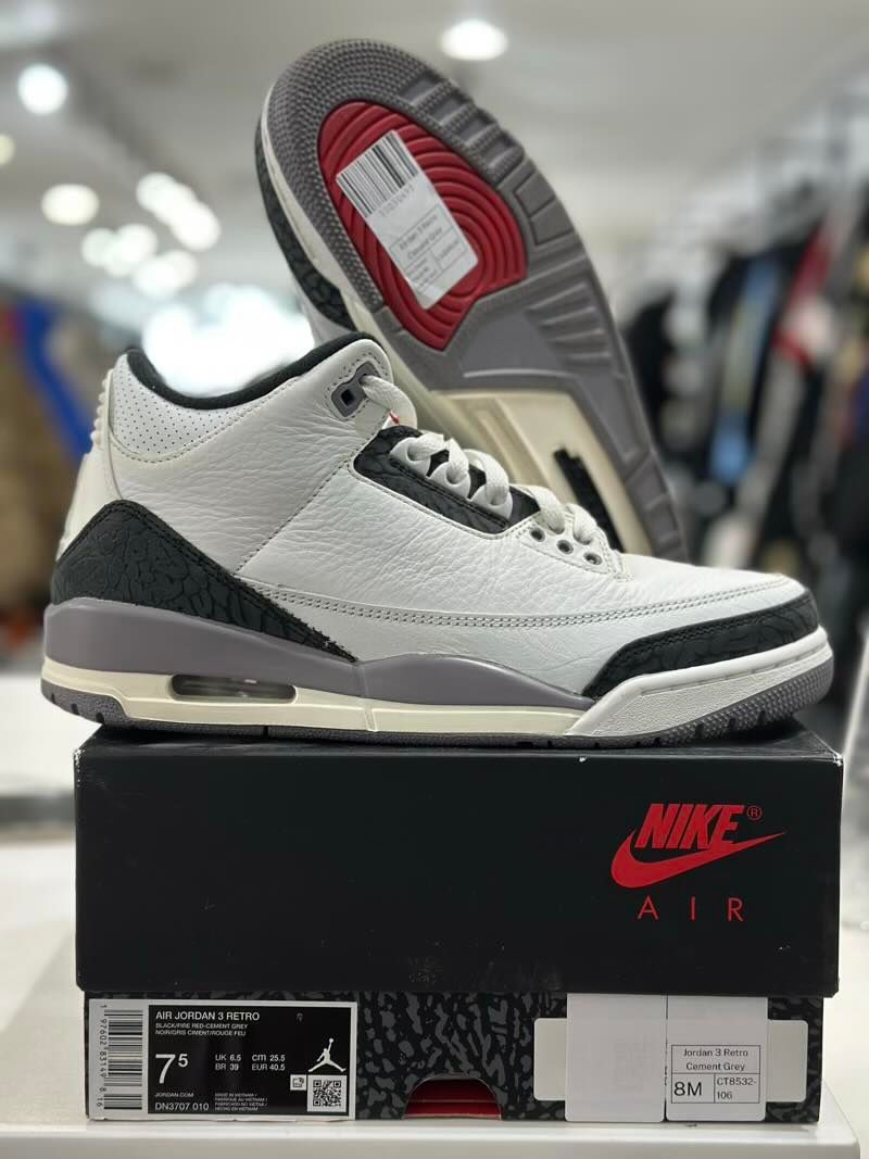 Jordan 3 Retro Cement Grey - Pre-Owned Size 8 (No original box)