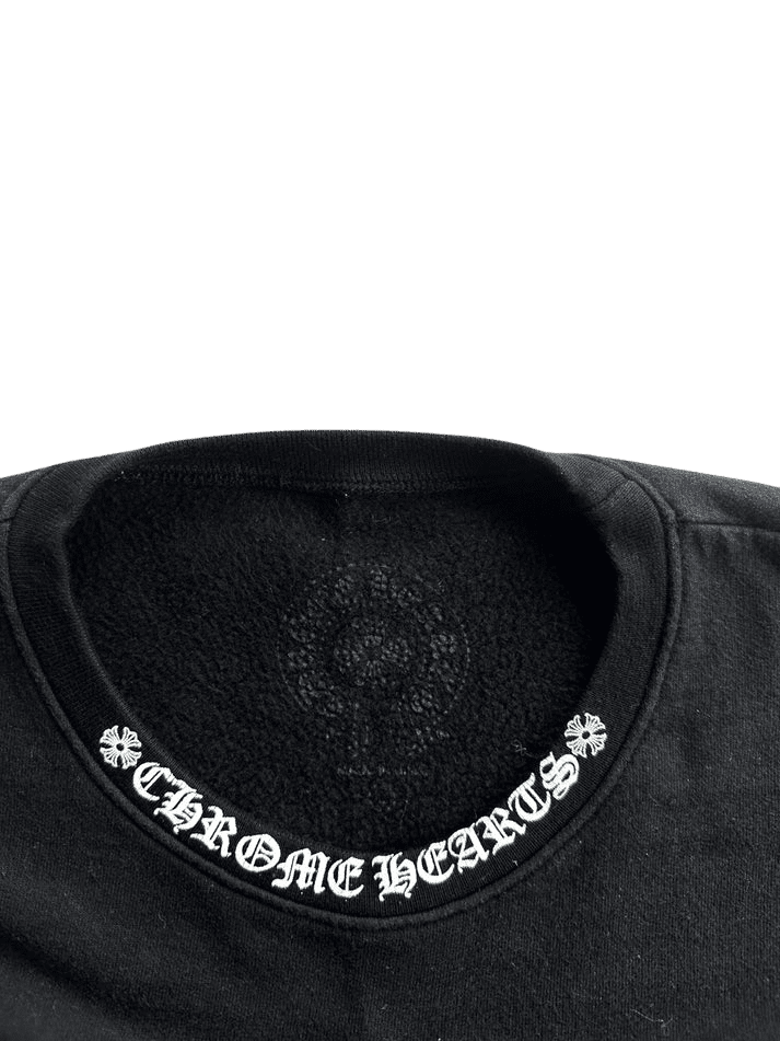 Chrome Hearts Neck Logo Crewneck Black/White (Preowned Size S) - Pre-Owned