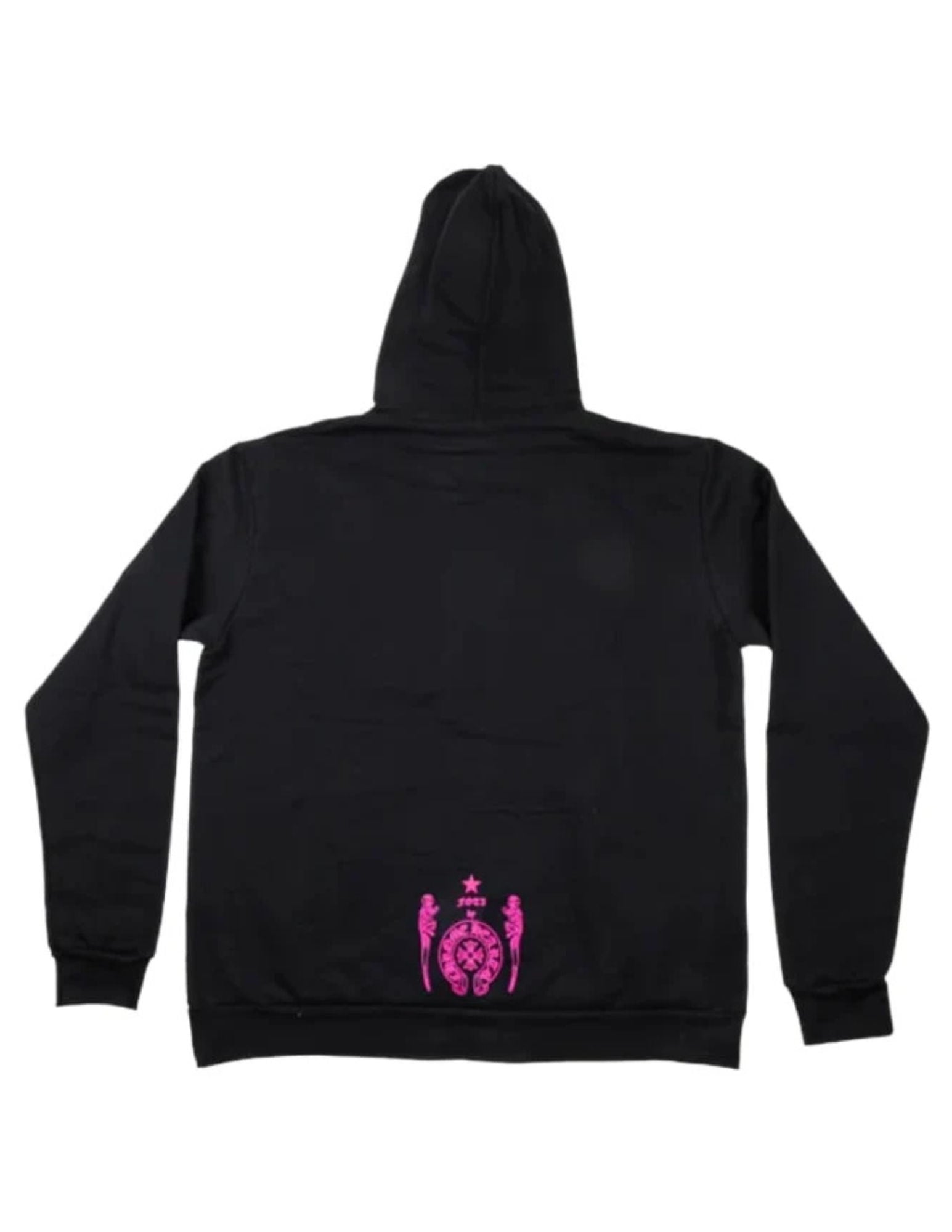 Chrome Hearts Pink Foti Logo Pullover Hoodie Black