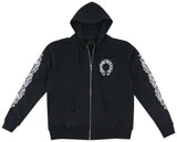 Chrome Hearts Horseshoe Floral Cross Sleeve Zip Up Hoodie Black/White