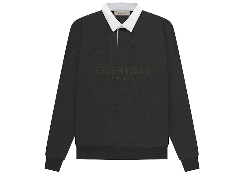 Fear of God Essentials Waffle Henley Rugby Off Black (Preowned Size M) - Pre-Owned