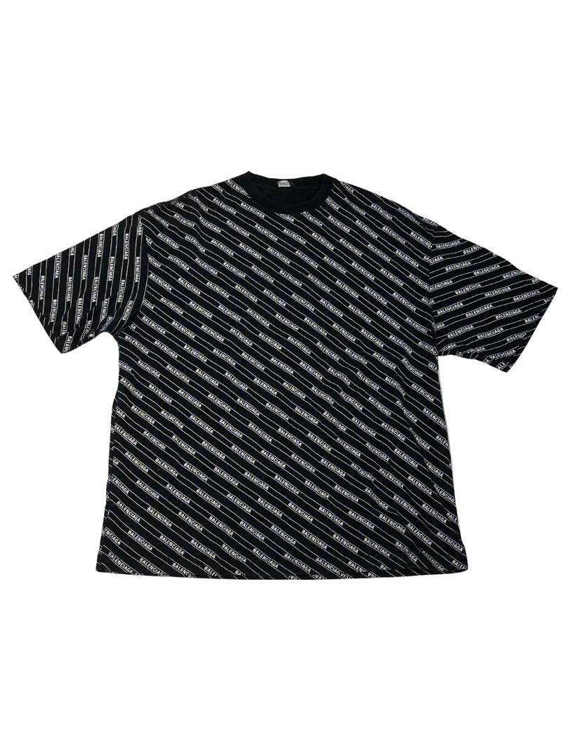 Balenciaga Black And White All Over Print T-Shirt - Lightly Pre-Owned Size M