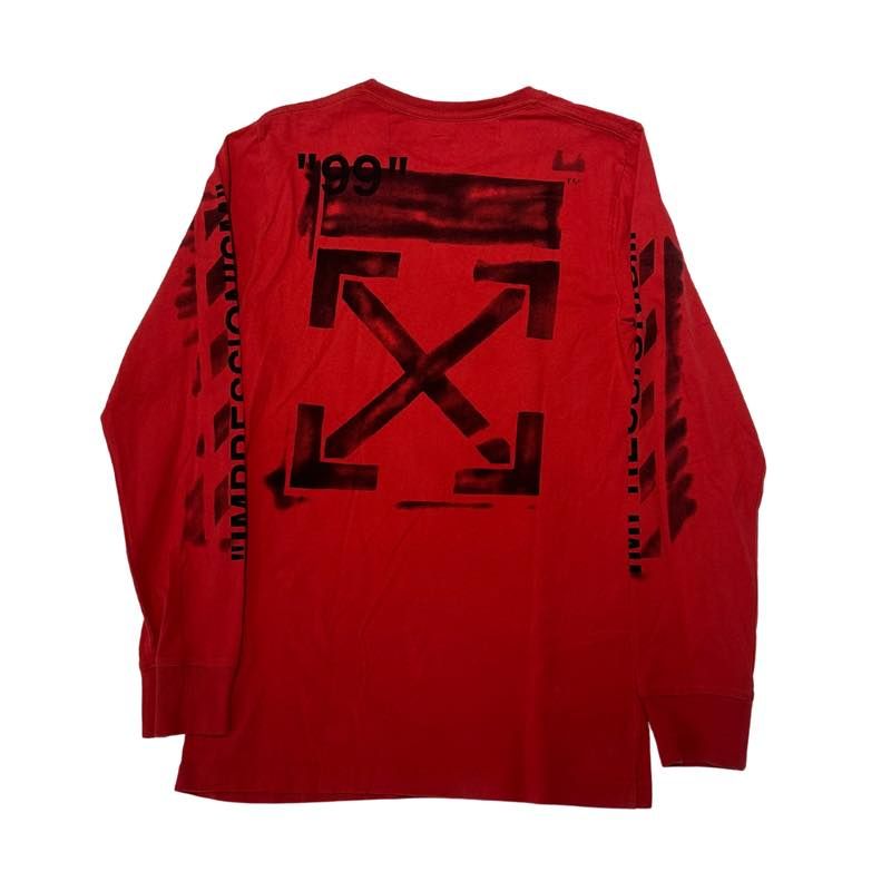 Off-White SS19 Impressionism Cross Arrow L/S T-Shirt Red - Pre-Owned Size S
