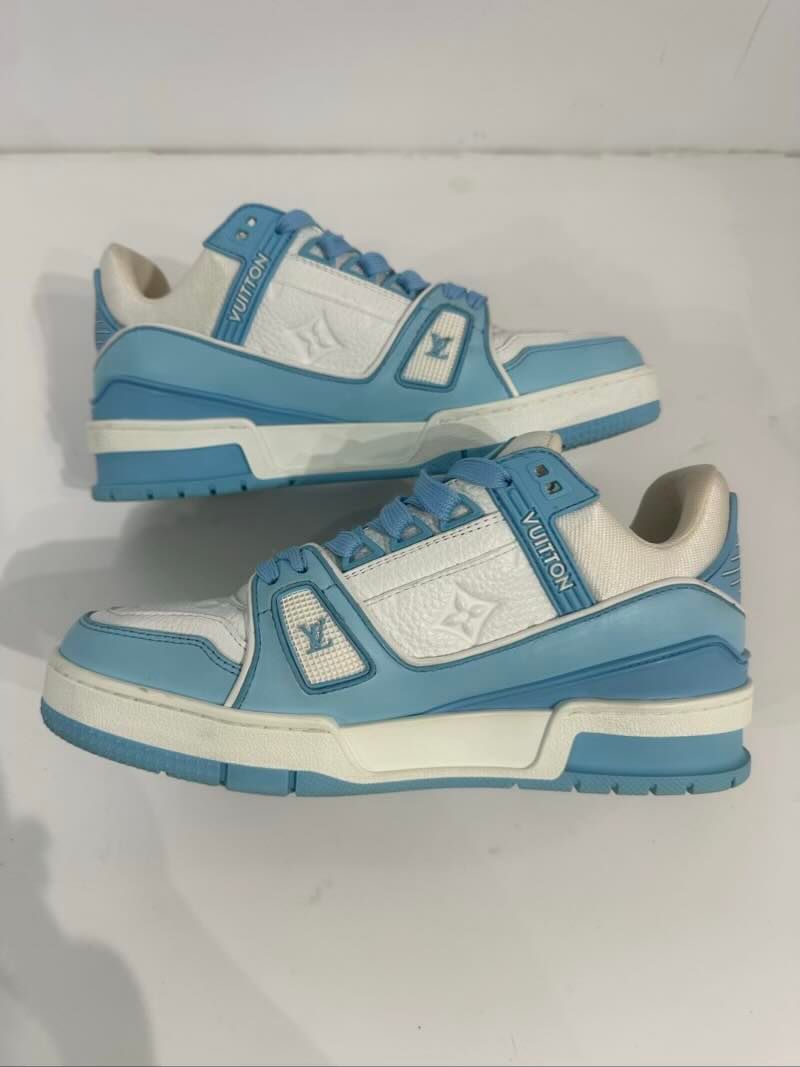 Louis Vuitton LV Trainer Baby Blue White - Pre-Owned Size 4.5Y (No Original Box)