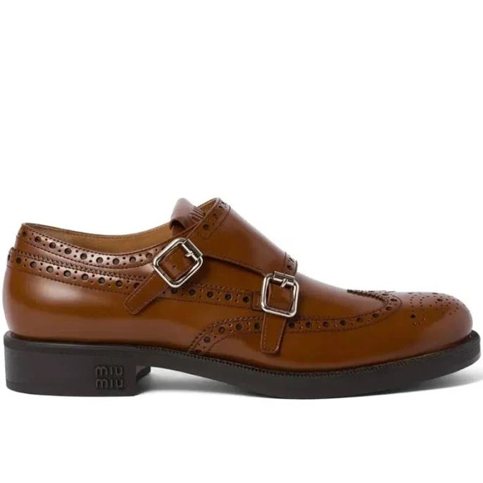 Miu Miu x Church's Leather Brogue Shoes - Pre-Owned size 6 (No Original Box)