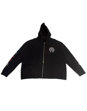 Chrome Hearts Gradient Multi Logo Sleeve Horseshoe Zip-Up Black - Heavily Worn Size XXL