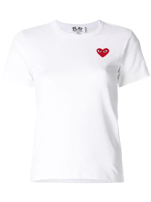 CDG COMME DES GARÃ‡ONS HEART LOGO WHITE / RED T-SHIRT (W)