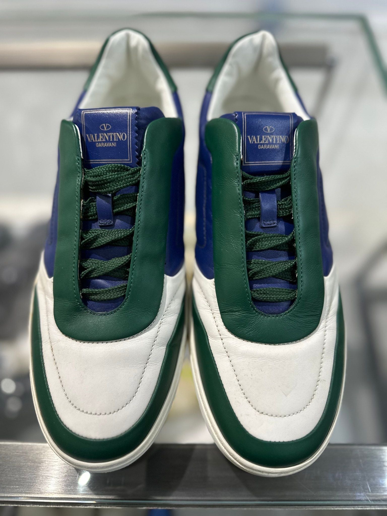 Valentino Tricolor Lace Studded Crew Sneaker - Pre-Owned Size 42 (No original box)