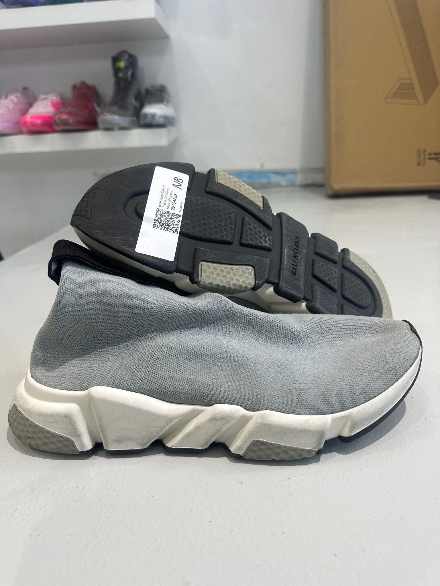 Balenciaga Speed Trainer Knit Grey Black - Pre-Owned Size 10 (No original box)