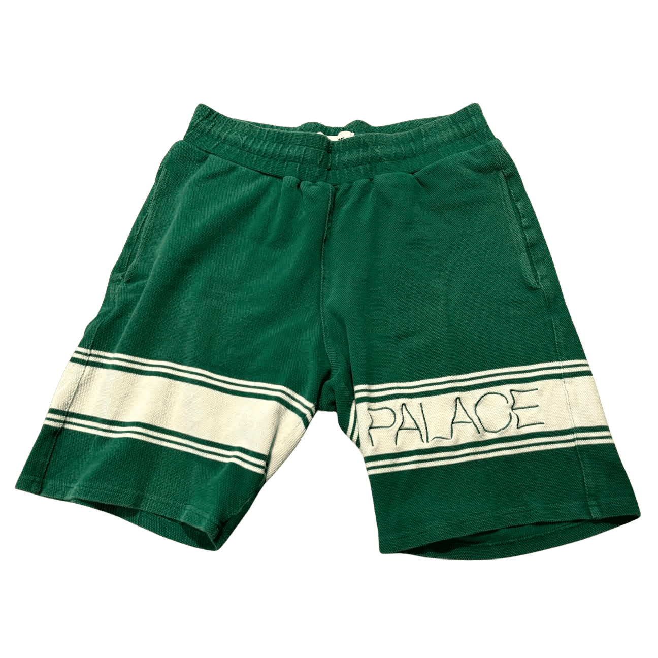 Palace Marina Stripe Pique Shorts White/Green (SS17) (Preowned Size M) - Pre-Owned