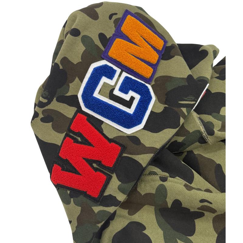 BAPE 1st Camo Shark WGM Full Zip Hoodie Green - Gently Pre-Owned Size M