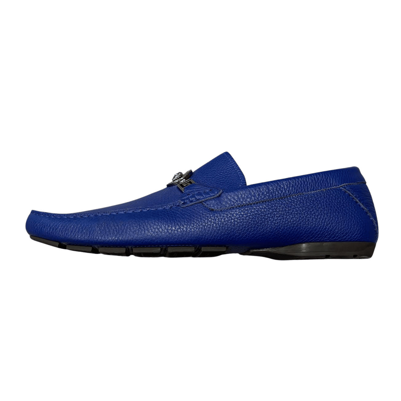 Versace Greca Medusa Leather Loafers Blue Leather - Pre-Owned Size 47