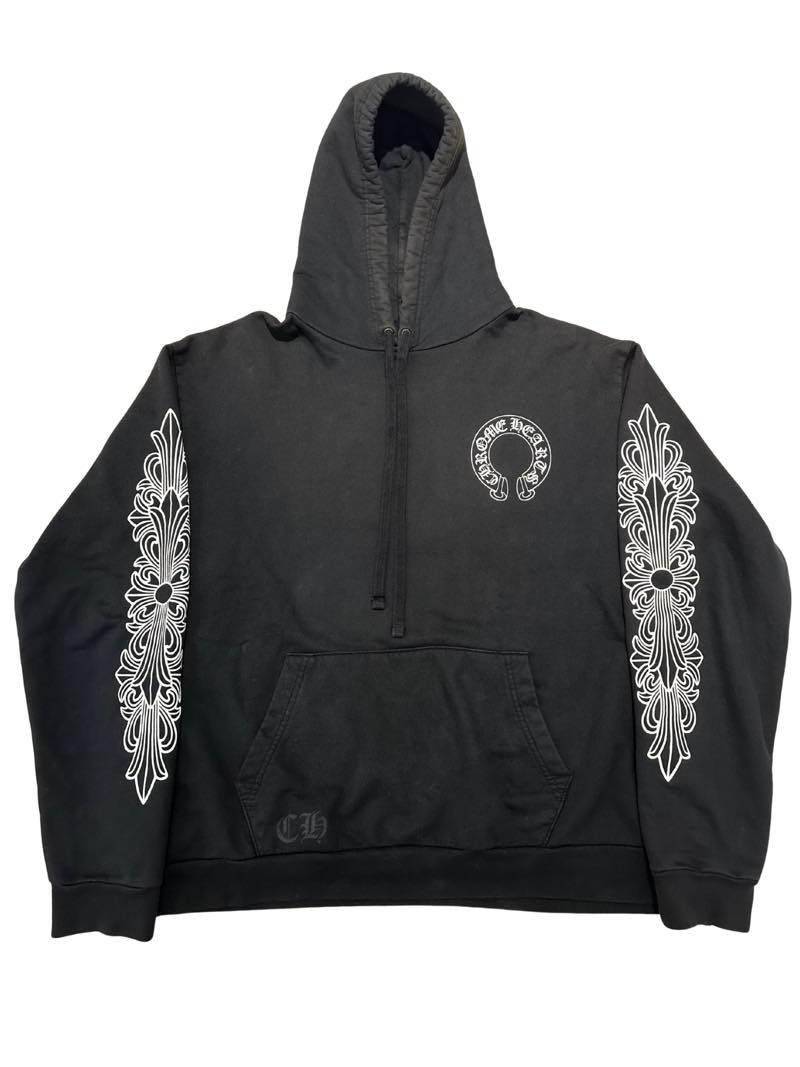Chrome Hearts Horseshoe Floral Hoodie Black - Pre-Owned Size L
