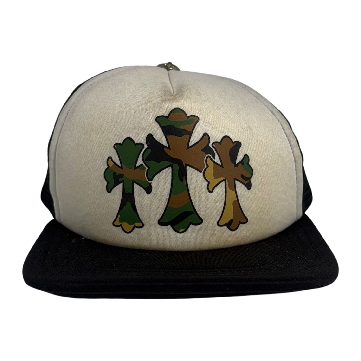 Chrome Hearts Triple Cross Camo Black White Trucker Hat - Pre-Owned OS
