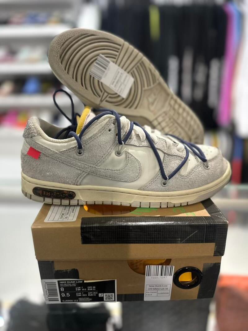Nike Dunk Low Off-White Lot 18 - Pre-Owned Size 8