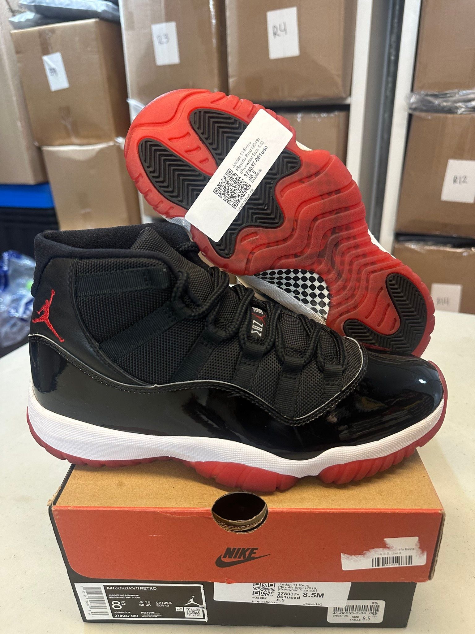 Jordan 11 Retro Playoffs Bred (2019) (Preowned Size 8.5) - Pre-Owned