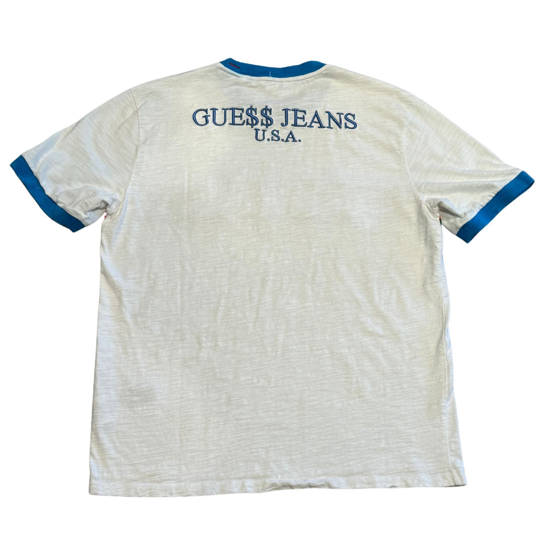 Guess Jeans x A$AP Rocky Rainbow Spell Out Embroidered Ringer Tee (Preowned) - Pre-Owned
