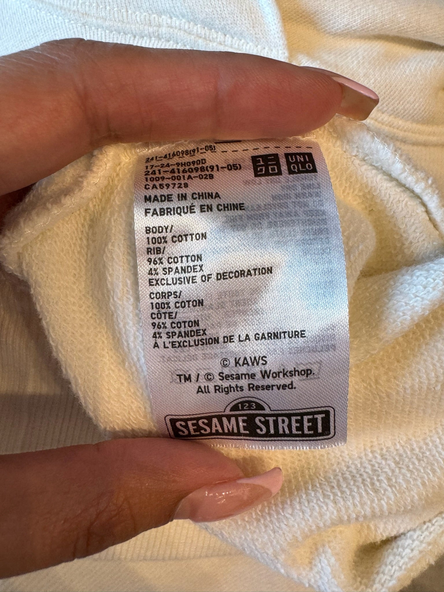 Kaws X Uniqlo X Sesame Street Bert & Ernie Heads Hoodie Natural (Preowned) - Pre-Owned