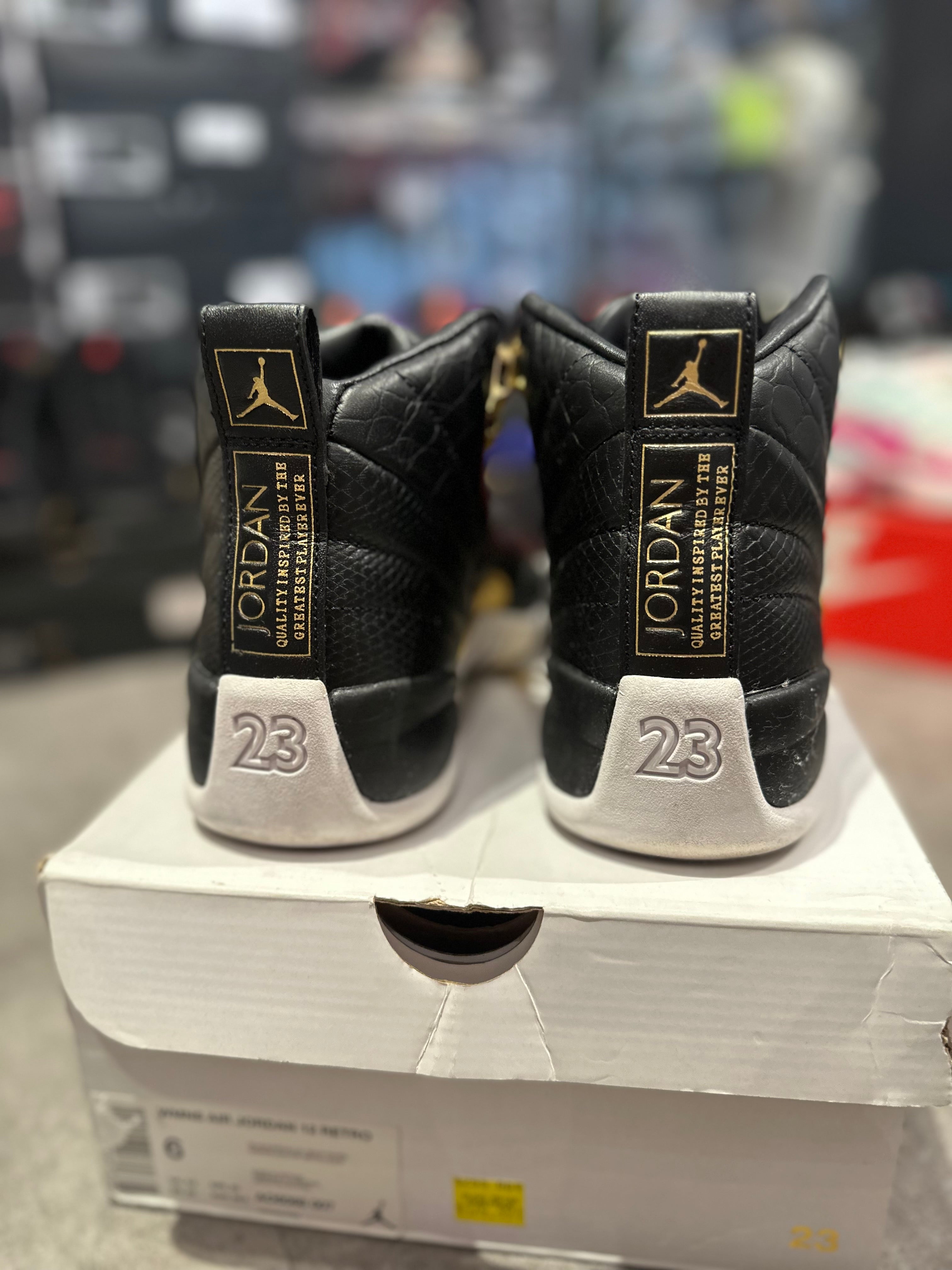 Jordan 12 Retro Black Metallic Gold White (W) (Preowned Size 6W) - Pre-Owned