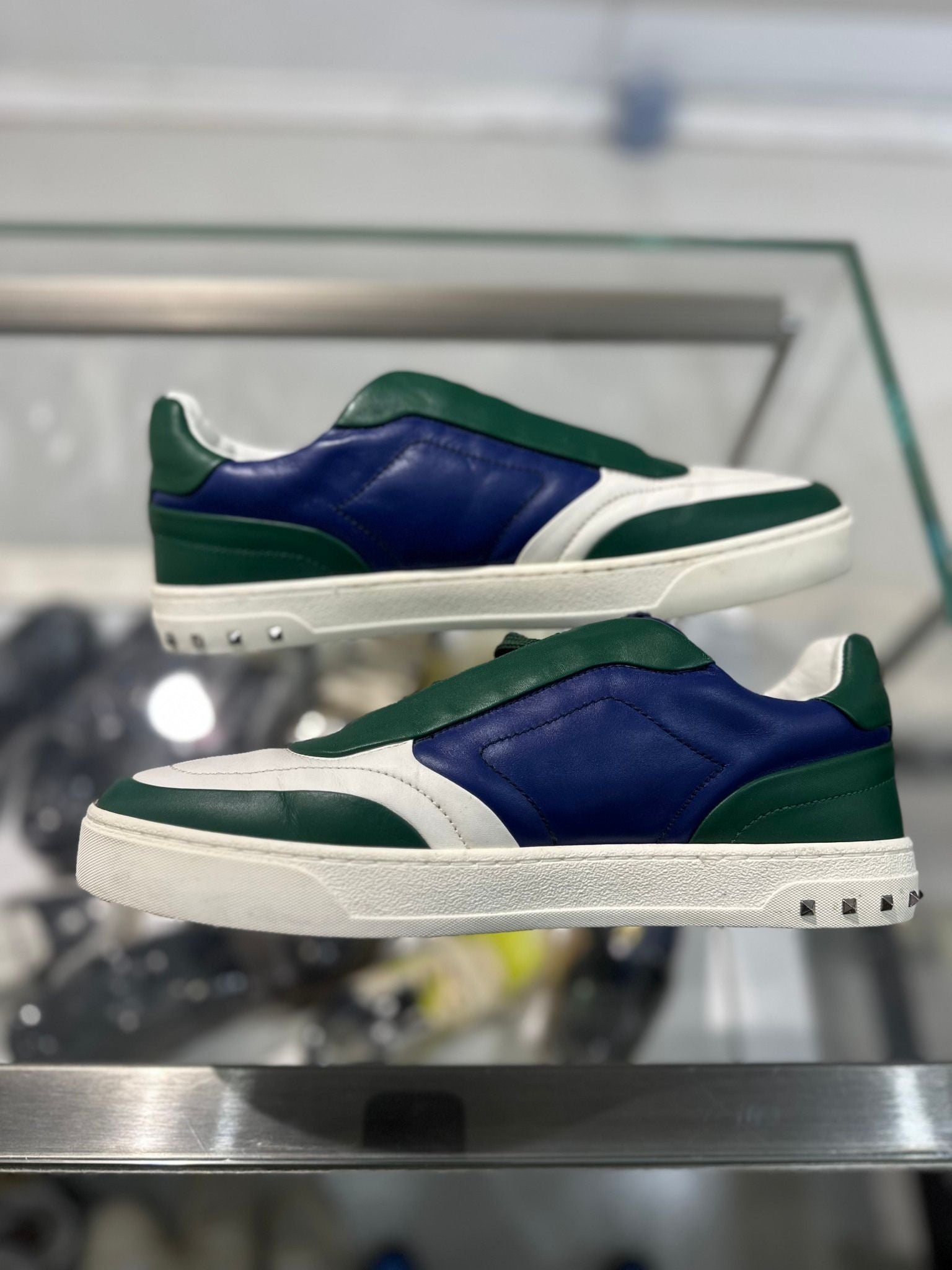 Valentino Tricolor Lace Studded Crew Sneaker - Pre-Owned Size 42 (No original box)