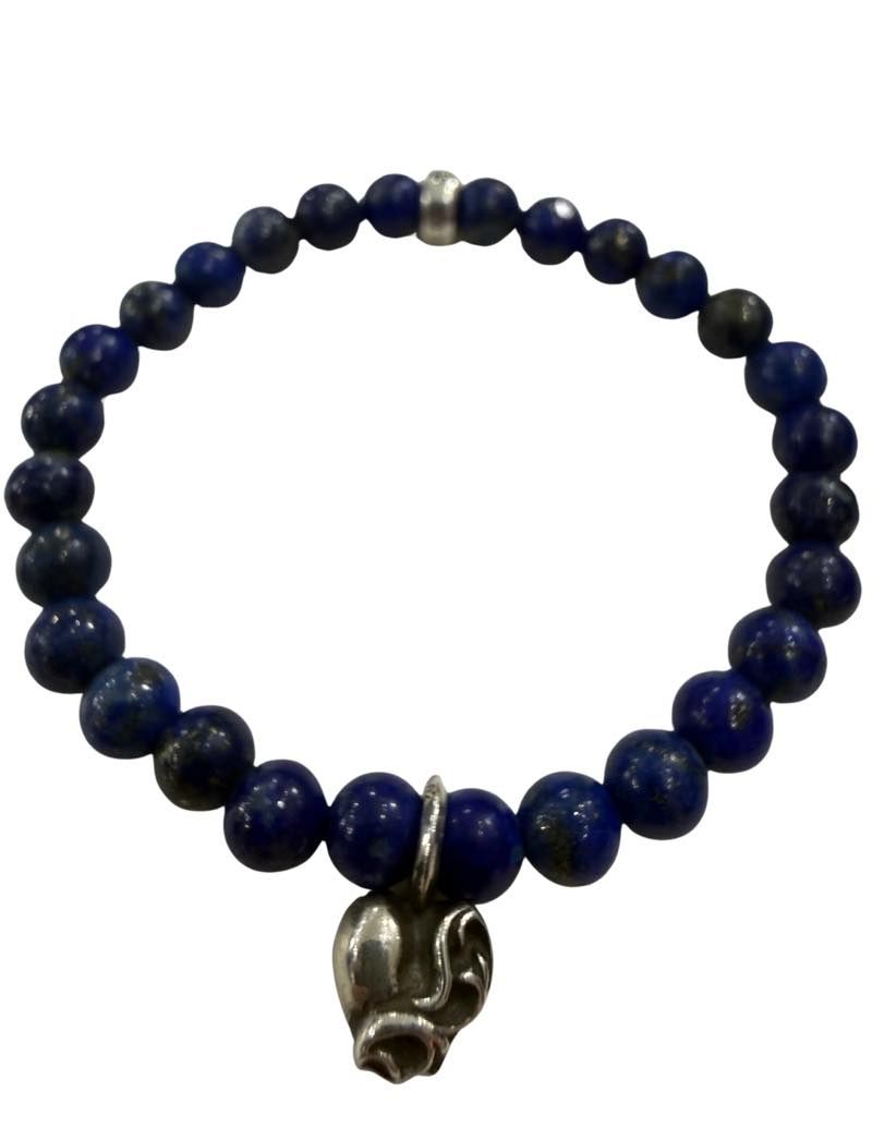 Chrome Hearts Heart Charm Bead Bracelet Navy - Lightly Used