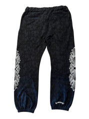 Chrome Hearts Cemetery Cross All Over Print Floral Logo Sweatpants Black (Lightly Used Size XL) - Pre-Owned