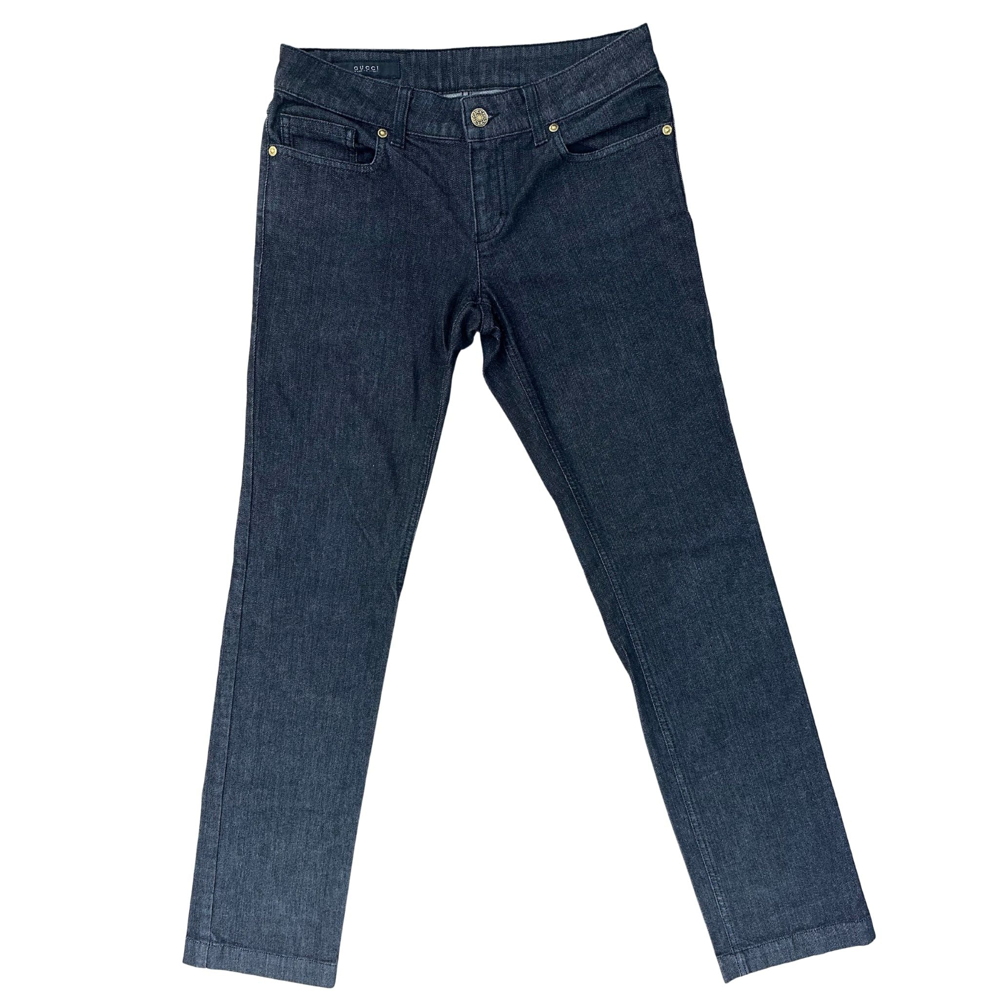 Gucci Uniform Straight Leg Denim Jeans Black (Preowned Size EU40/US30) - Pre-Owned