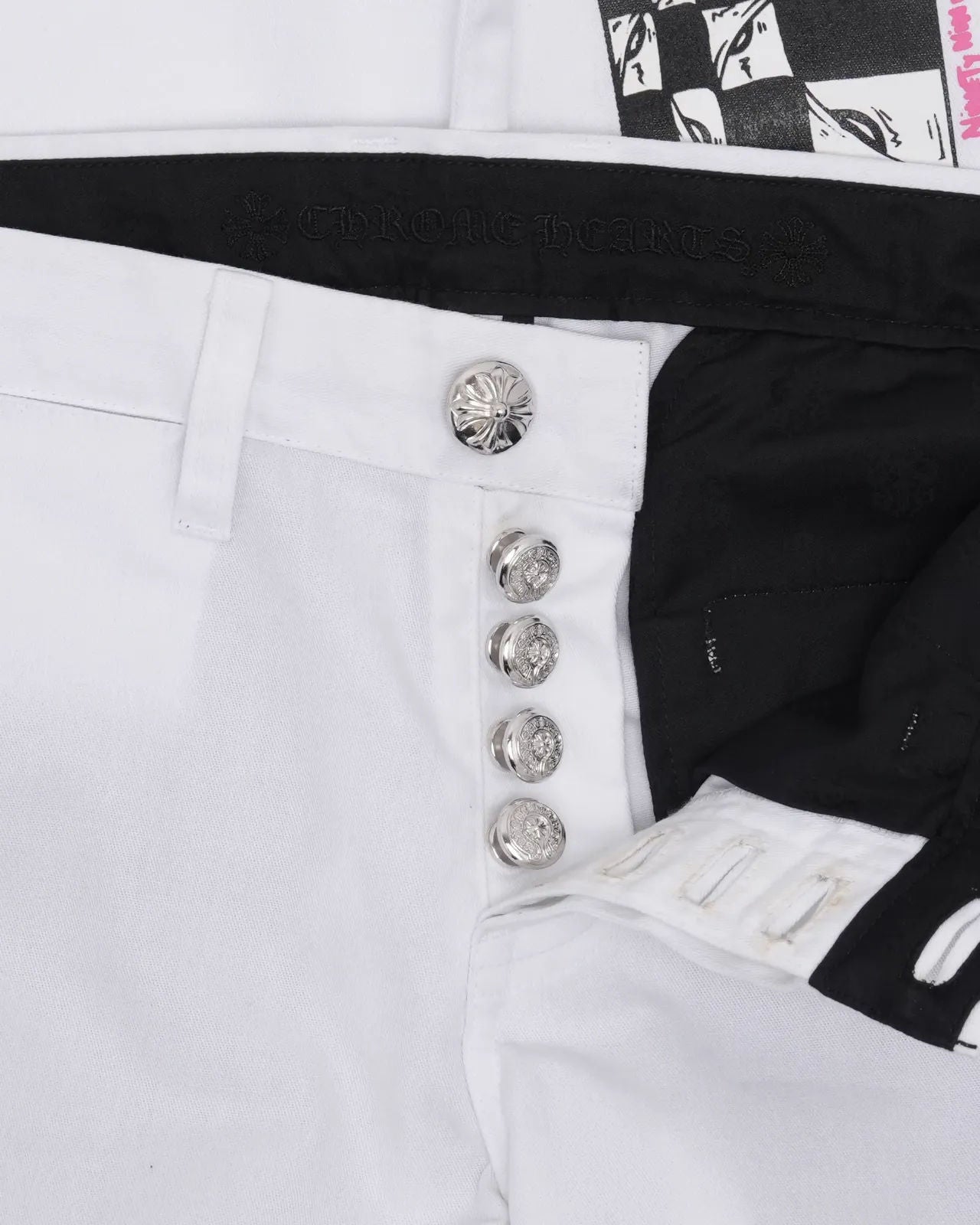 Chrome Hearts Matty Boy 99eyes Rhodium Chino Pants White