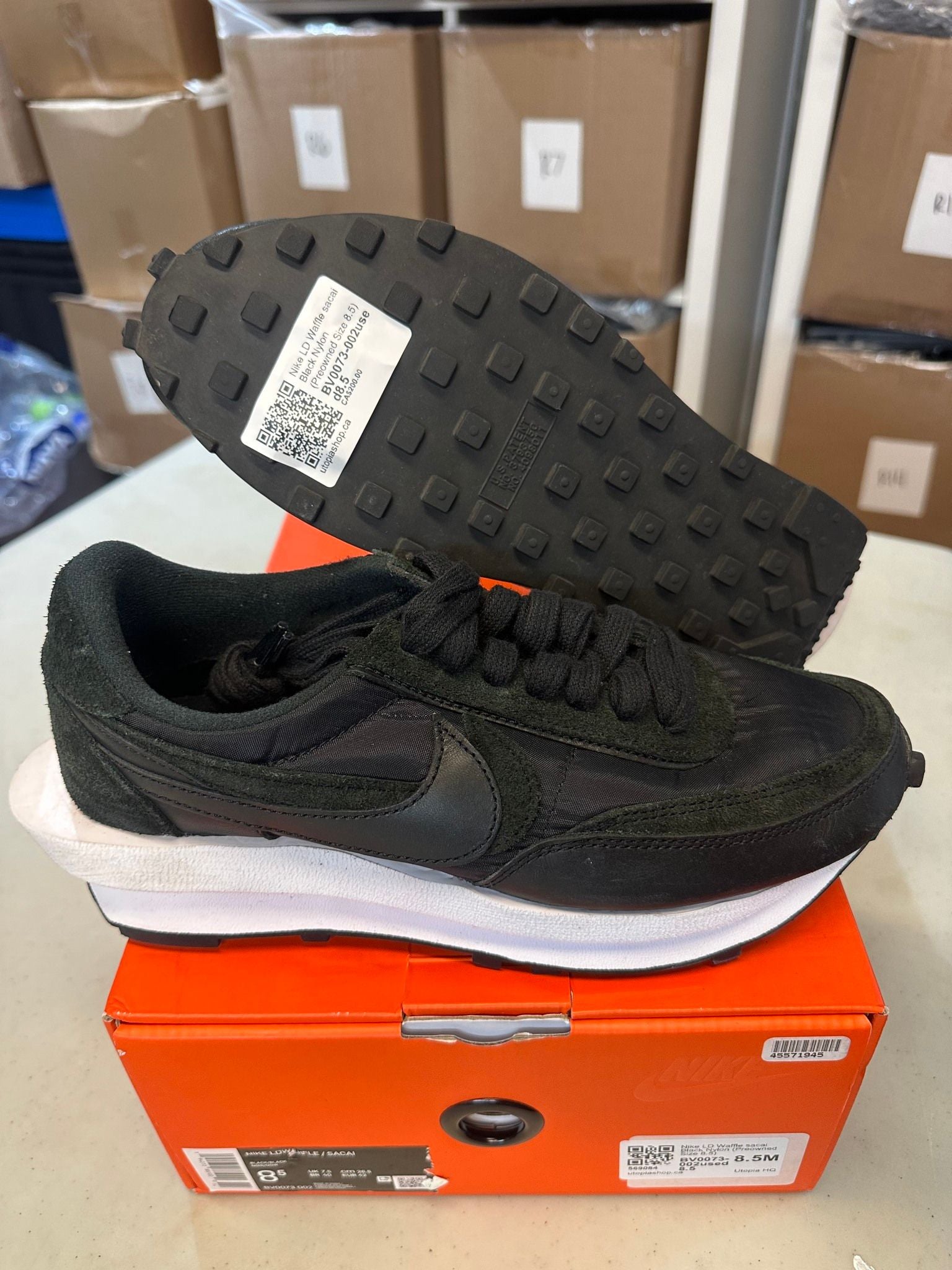 Nike LD Waffle sacai Black Nylon (Preowned Size 8.5) - Pre-Owned