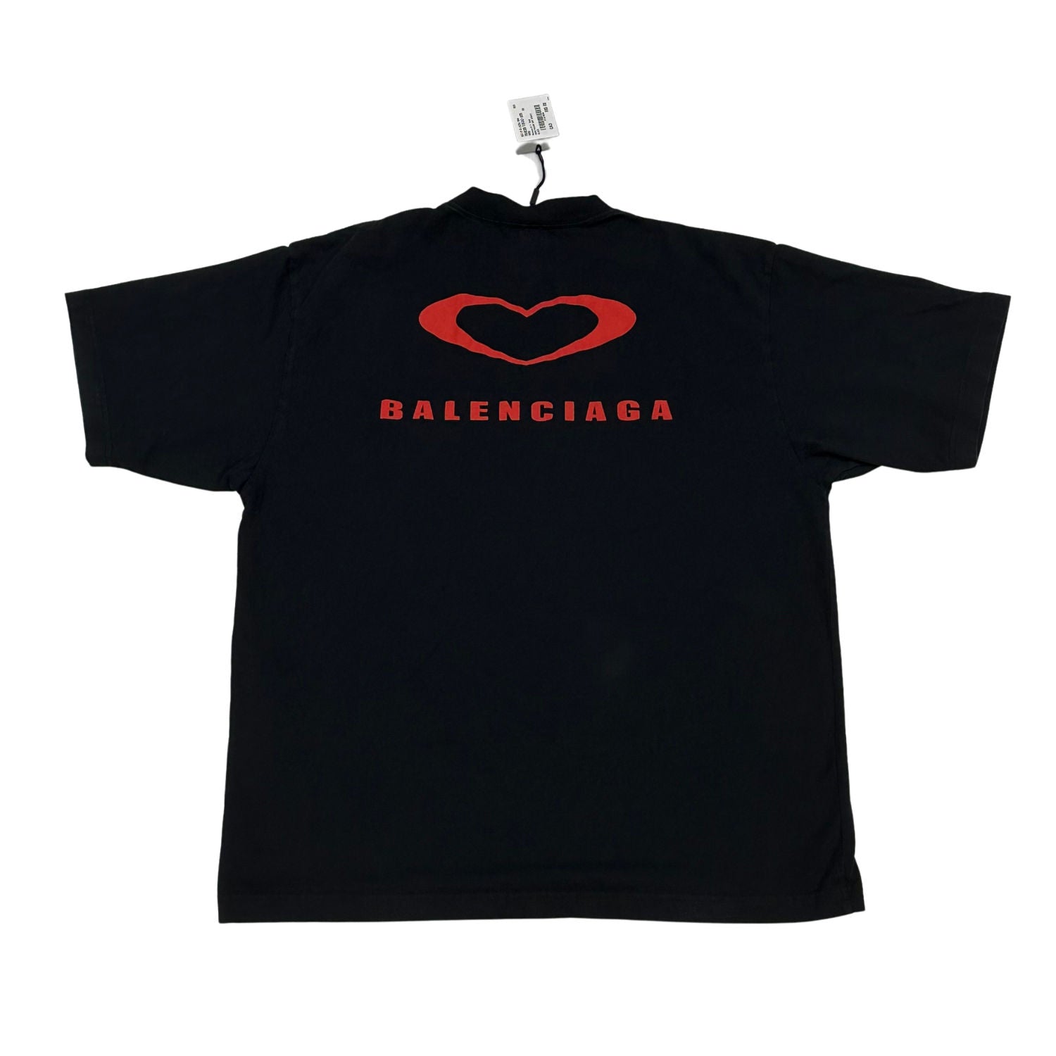 Balenciaga Embroidered Heart Logo T-Shirt Black - Lightly Pre-Owned Size M