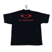Balenciaga Embroidered Heart Logo T-Shirt Black - Lightly Pre-Owned Size M